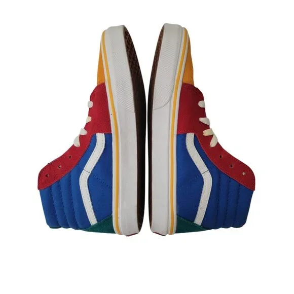 Vans Sk8-Hi PRIMARY BLOCK Color Suede & Canvas High Top Sneakers Kids Sz 4.5 - Picture 4 of 8